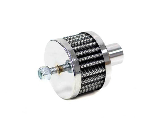 K And N Engineering Breather - Push-In - Round - 3/4 in Hole - Mounting Stud - Reusable - Steel - Chrome - Each