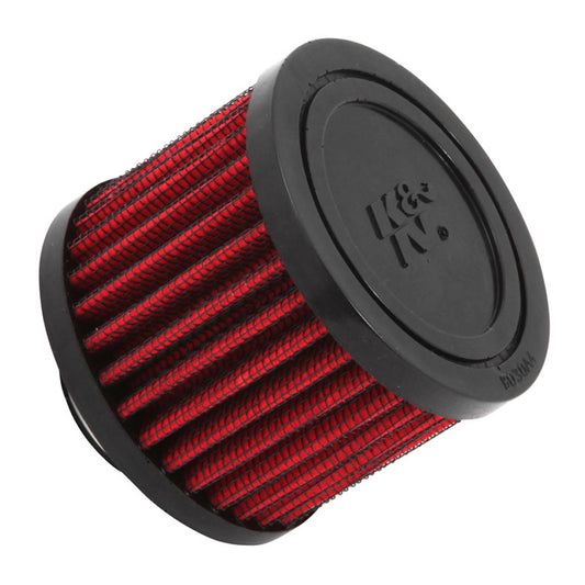 K And N Engineering Breather - Clamp-On - Round - 1 in OD Tube - Reusable - K&N Logo - Rubber - Black - Each