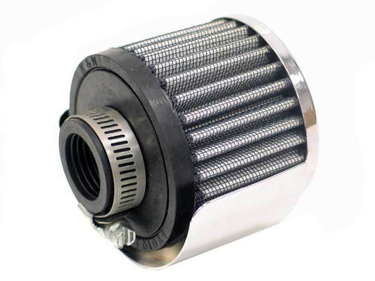 K And N Engineering Breather - Clamp-On - Round - 1 in OD Tube - Half Shielded - Reusable - K&N Logo - Rubber / Steel
