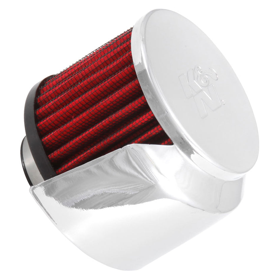 K And N Engineering Breather - Clamp-On - Round - 1-3/8 in OD Tube - Half Shielded - Reusable - K&N Logo - Rubber /
