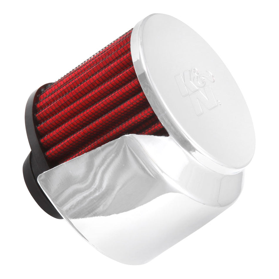 K And N Engineering Breather - Push-In - Round - 1-1/4 in Hole - Half Shielded - Reusable - K&N Logo - Rubber / Steel
