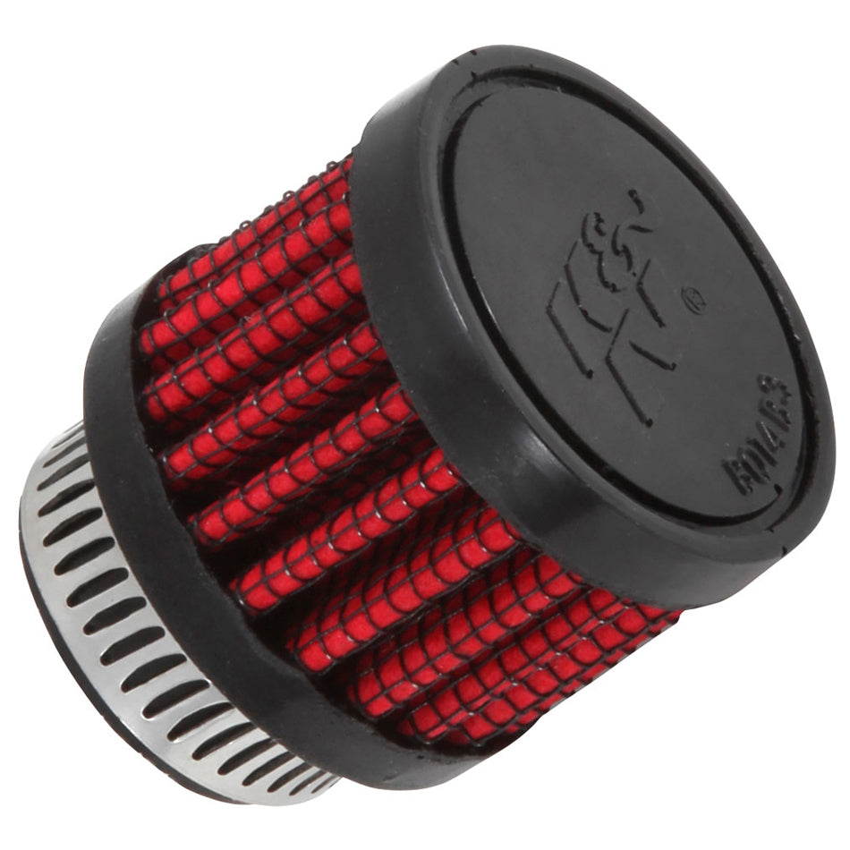 K And N Engineering Breather - Clamp-On - Round - 3/4 in OD Tube - 1-3/8 in Round - 1-1/8 in Tall - Reusable - K&N