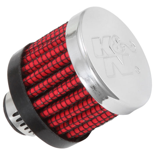 K And N Engineering Breather - Clamp-On - Round - 5/16 in OD Tube - Half Shielded - Reusable - K&N Logo - Rubber /