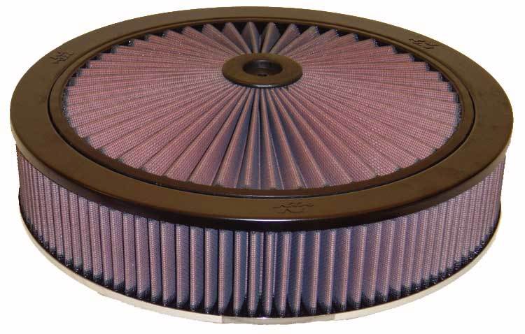 K And N Engineering Air Cleaner Assembly - X-Stream Top - 14 in Round - 3 in Element - 5-1/8 in Carb Flange - Raised