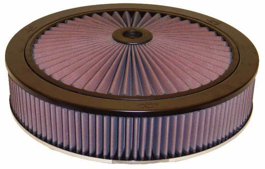 K And N Engineering Air Cleaner Assembly - X-Stream Top - 14 in Round - 3 in Element - 5-1/8 in Carb Flange - Raised