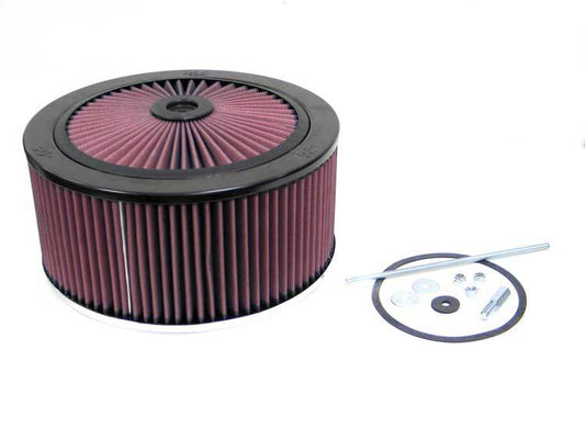 K And N Engineering Air Cleaner Assembly - X-Stream Top - 11 in Round - 5 in Element - 5-1/8 in Carb Flange - Raised