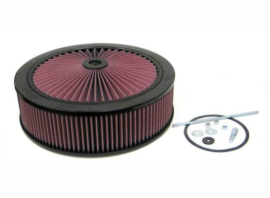 K And N Engineering Air Cleaner Assembly - X-Stream Top - 14 in Round - 4 in Element - 5-1/8 in Carb Flange - Raised