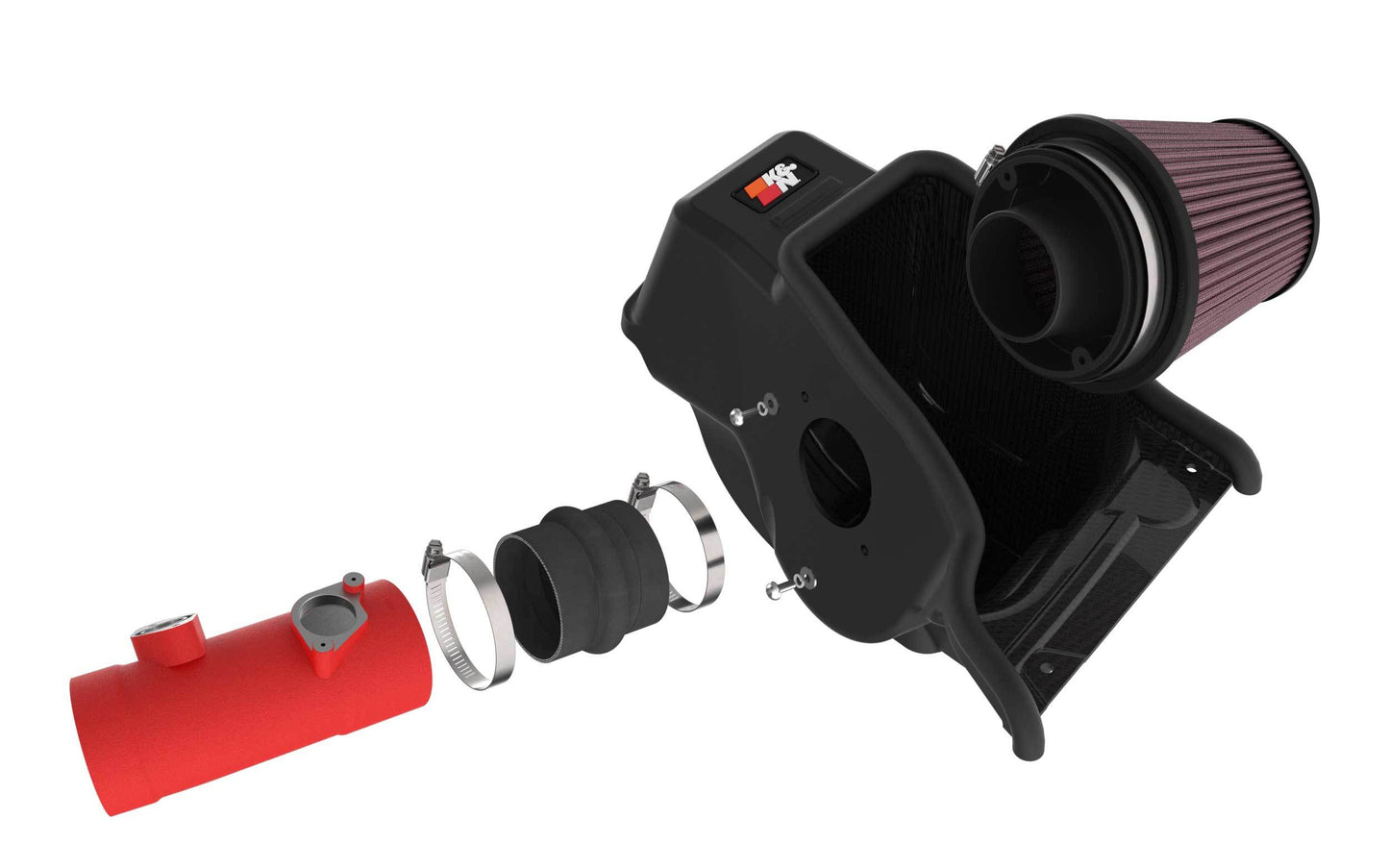 K And N Engineering Air Induction System - 69 Series Typhoon - Reusable oiled Filter - Aluminum - Red Powder Coat -