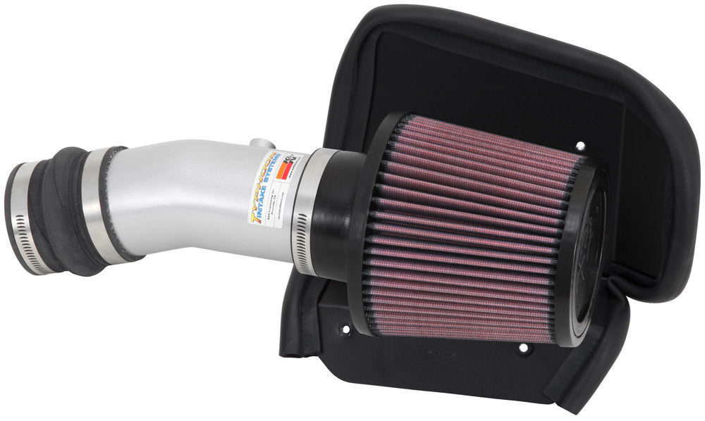 K And N Engineering Air Induction System - 69 Series Typhoon - Reusable Oiled Filter - Aluminum - Silver Powder Coat -