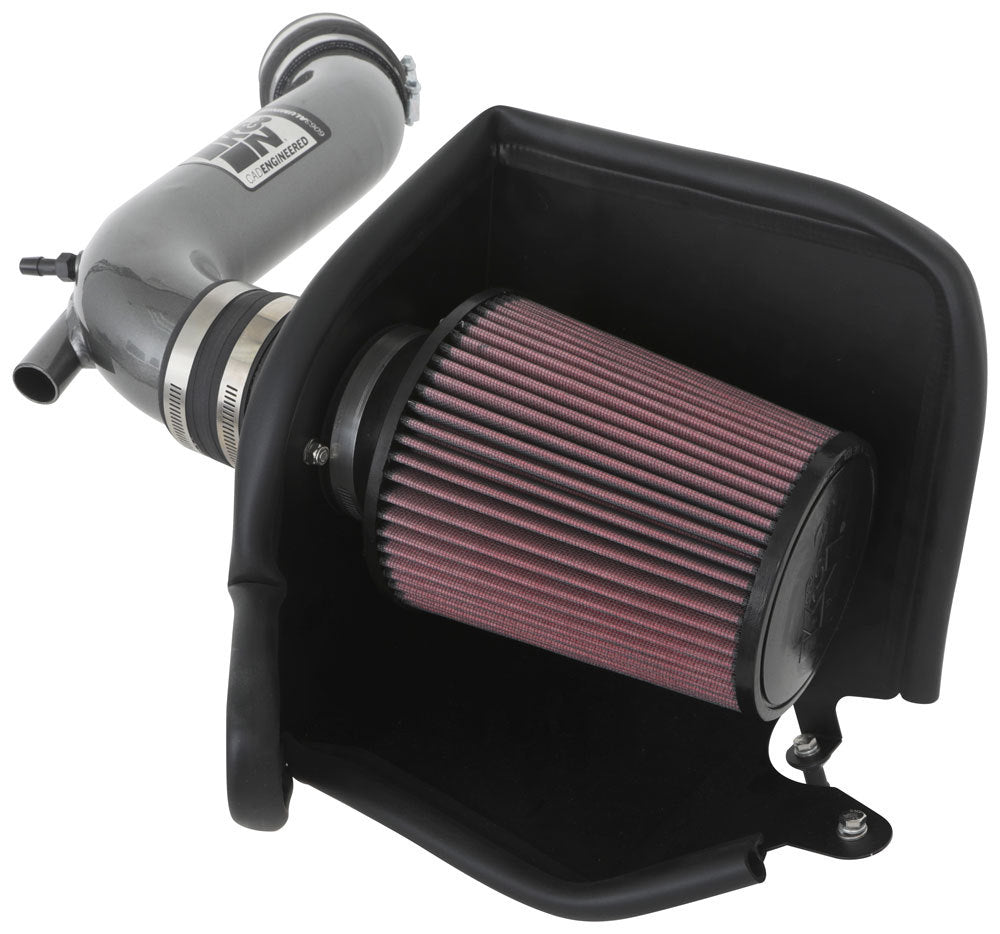 K And N Engineering Air Induction System - 69 Series Typhoon - Reusable Oiled Filter - Aluminum - Gray Powder Coat -