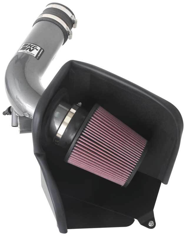 K And N Engineering Air Induction System - 69 Series Typhoon - Reusable Oiled Filter - Aluminum - Gray Powder Coat -