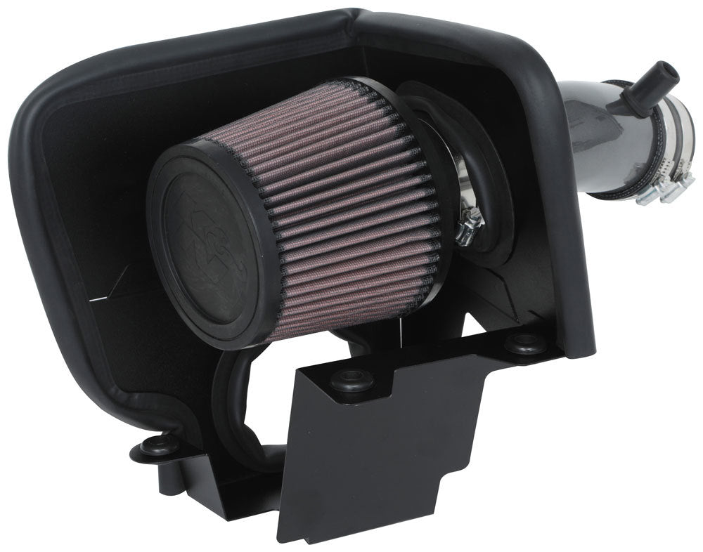 K And N Engineering Air Induction System - 69 Series Typhoon - Reusable Oiled Filter - Aluminum - Gray Powder Coat -