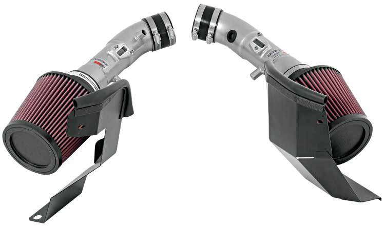 K And N Engineering Air Induction System - 69 Series Typhoon - Dual - Reusable Oiled Filter - Aluminum - Silver Powder
