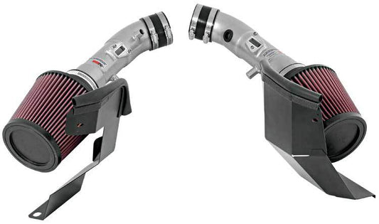 K And N Engineering Air Induction System - 69 Series Typhoon - Dual - Reusable Oiled Filter - Aluminum - Silver Powder