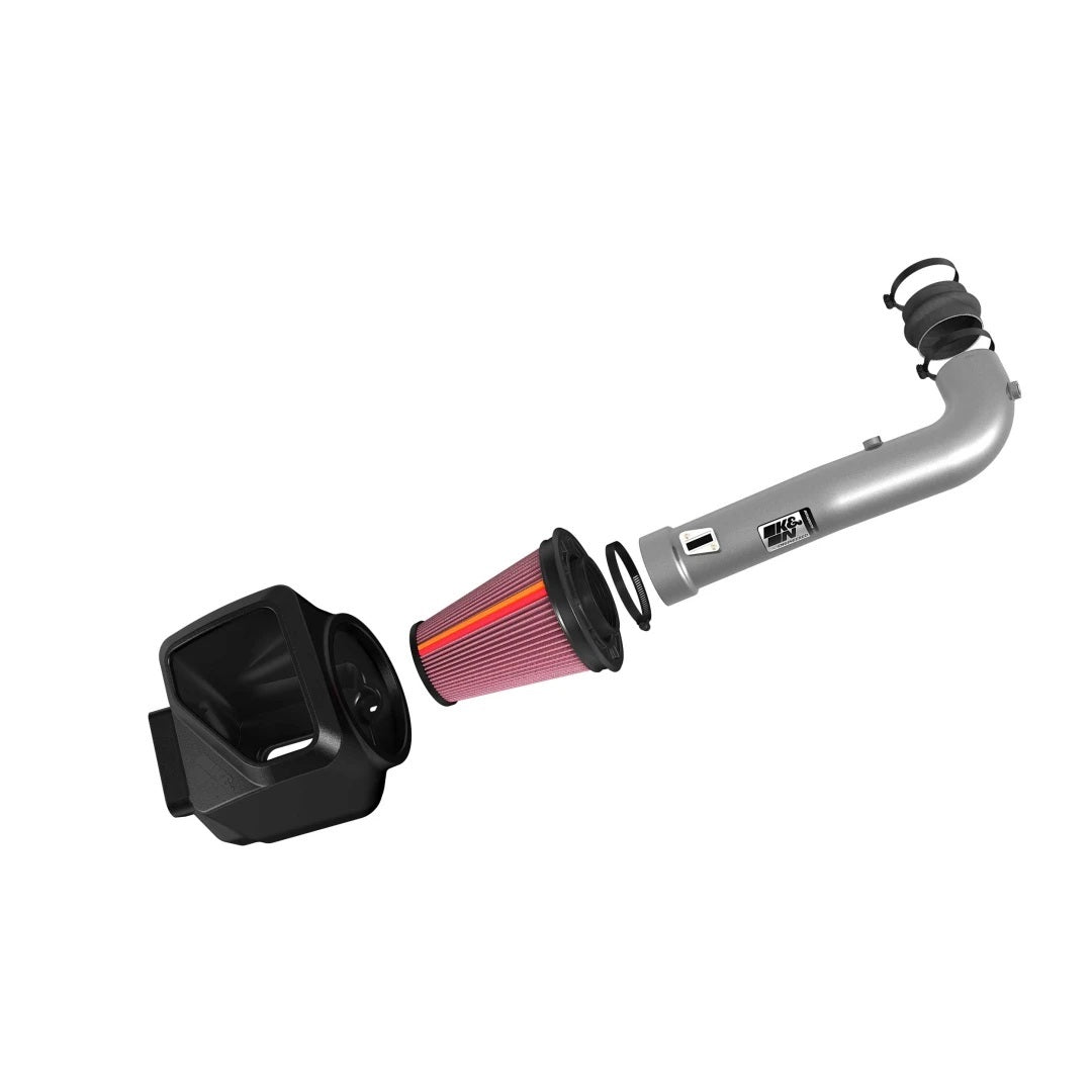 K And N Engineering Air Induction System - NextGen - Reusable Oiled Filter - Aluminum - Silver Powder Coat - GM
