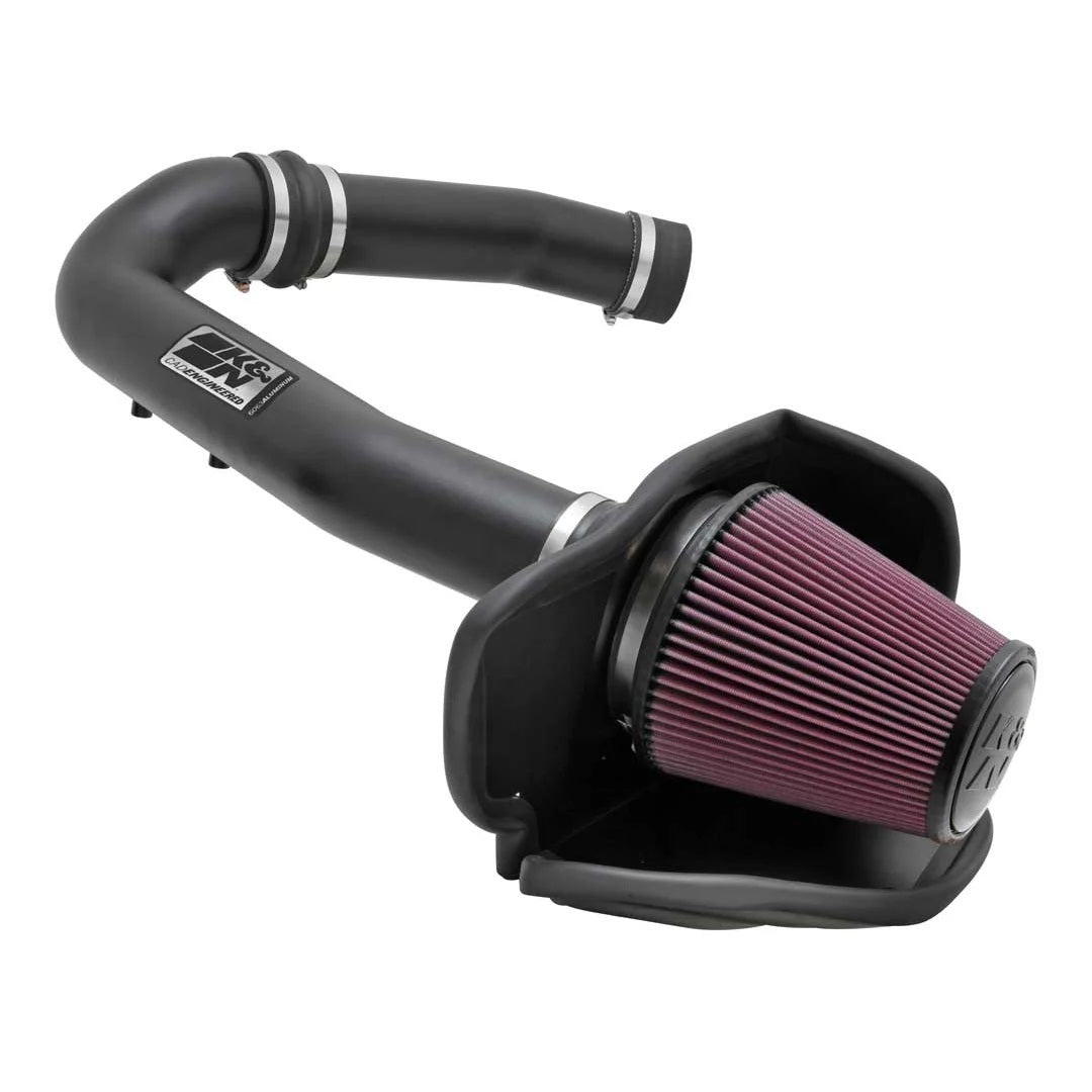 K And N Engineering Air Induction System - 77 Series - Reusable Oiled Filter - Aluminum - Black Powder Coat - Jeep V6