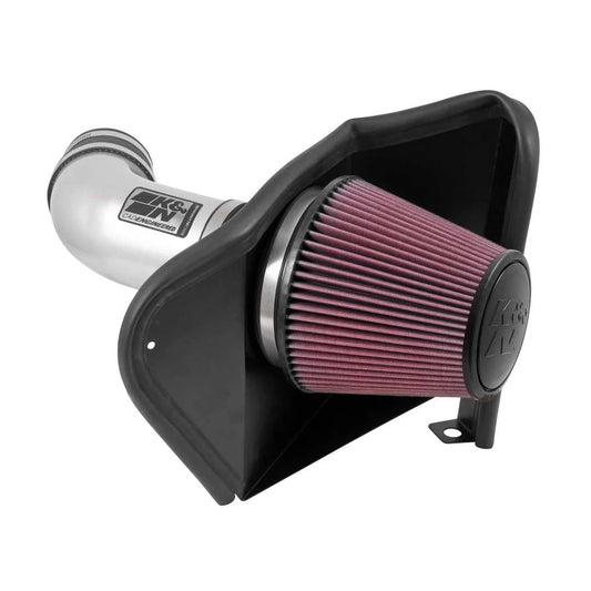 K And N Engineering Air Induction System - 77 Series - Reusable Oiled Filter - Aluminum - Silver Powder Coat - Dodge
