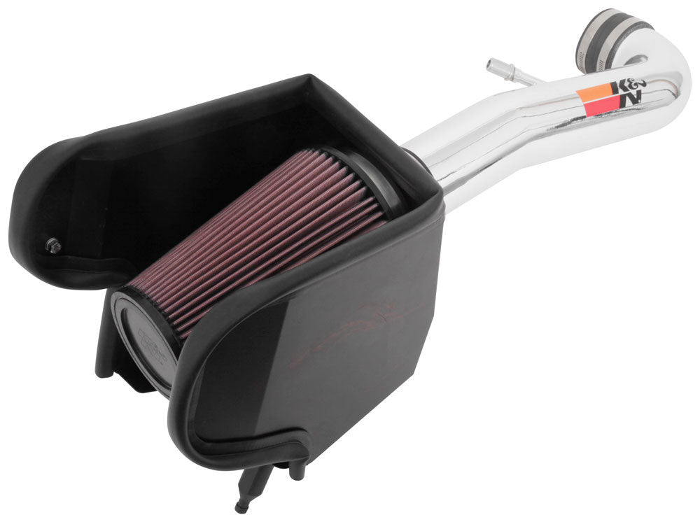 K And N Engineering Air Induction System - 77 Series - Reusable Oiled Filter - Aluminum - Polished - Mopar V6 - Jeep