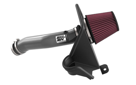 K And N Engineering Air Induction System - 77 Series - Reusable Oiled Filter - Aluminum - Gray Powder Coat - Jeep V6 -