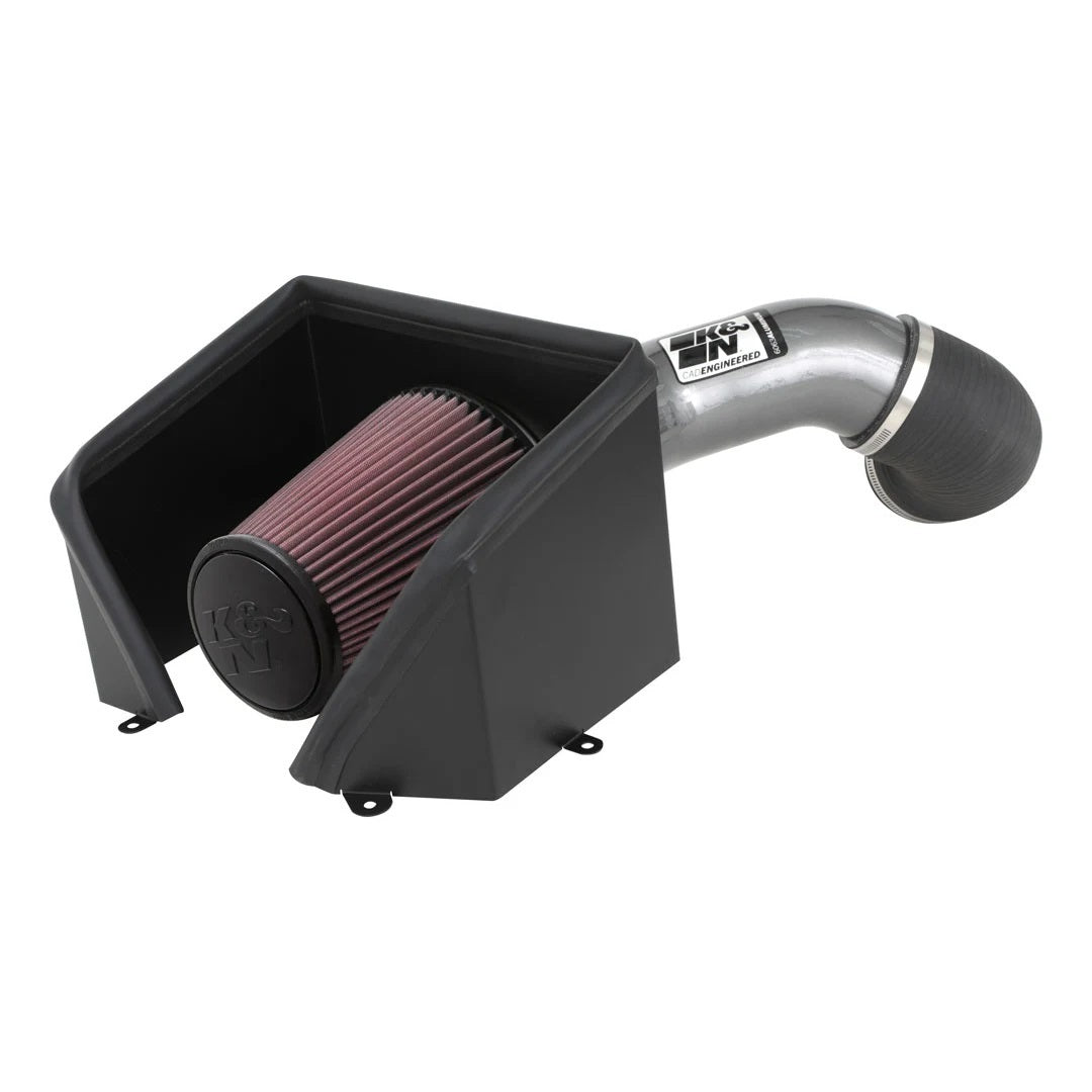 K And N Engineering Air Induction System - 77 Series - Reusable Oiled Filter - Aluminum - Gray Powder Coat - GM GenV
