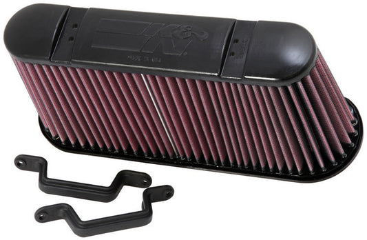 K And N Engineering Air Filter Element - Oval - 13.375 x 4 in - 6.375 in Tall - Reusable Cotton - Red - Chevy Corvette