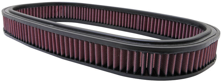 K And N Engineering Air Filter Element - Oval - 17.5 x 9.875 in Oval - 2.25 in Tall - Reusable Cotton - Red -