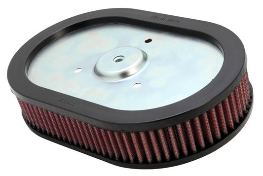 K And N Engineering Air Filter Element - Oval - 10.938 x 3.688 in - 2.063 in Tall - Reusable Cotton - Red - Harley