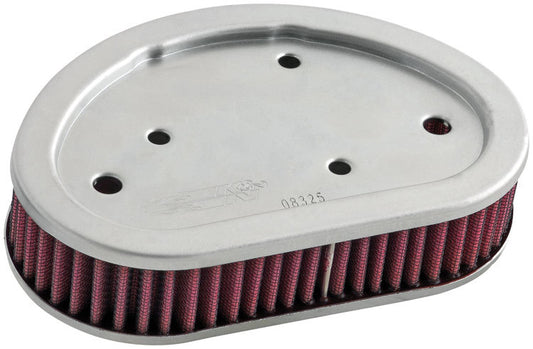 K And N Engineering Air Filter Element - Unique - 7.063 x 4.750 in - 1.625 in Tall - Reusable Cotton - Red - Harley