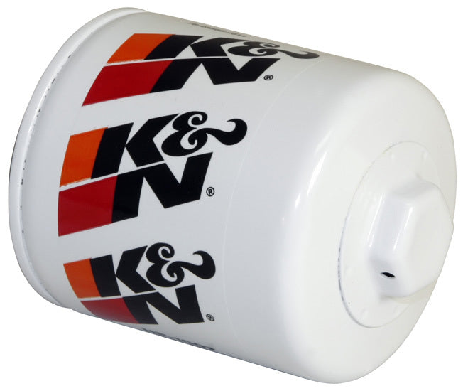 K And N Engineering Oil Filter - Canister - Screw-On - 3.75 in Tall - 13/16-16 in Thread - Steel - White Paint -