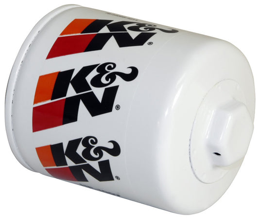 K And N Engineering Oil Filter - Canister - Screw-On - 3.75 in Tall - 13/16-16 in Thread - Steel - White Paint -