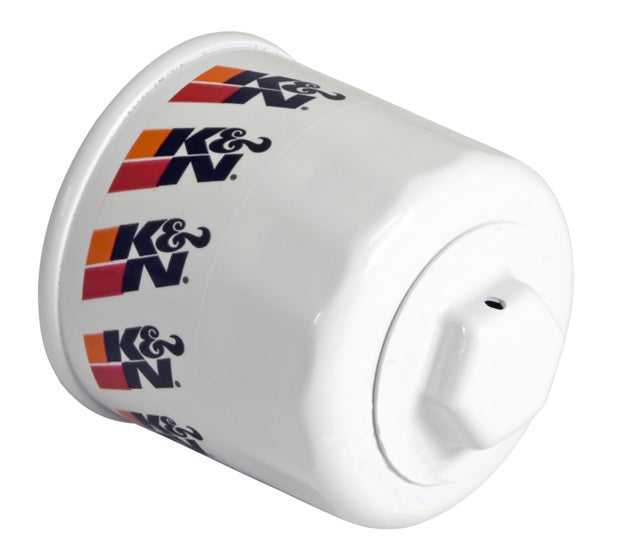 K And N Engineering Oil Filter - Canister - Screw-On - 2.875 in Tall - 20 mm x 1.50 Thread - Steel - White Paint -