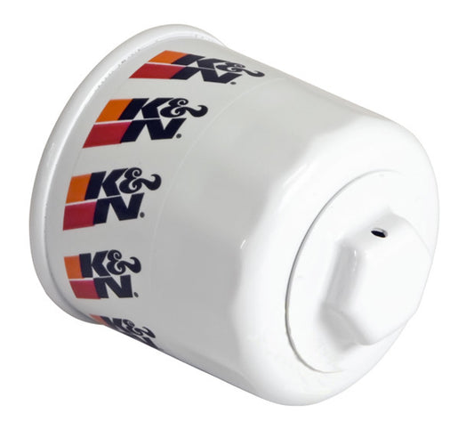 K And N Engineering Oil Filter - Canister - Screw-On - 2.875 in Tall - 20 mm x 1.50 Thread - Steel - White Paint -