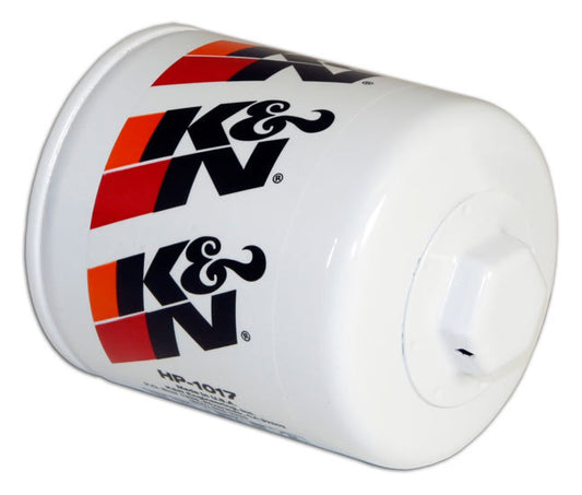 K And N Engineering Oil Filter - Canister - Screw-On - 3.75 in Tall - 22 mm x 1.50 Thread - Steel - White Paint -