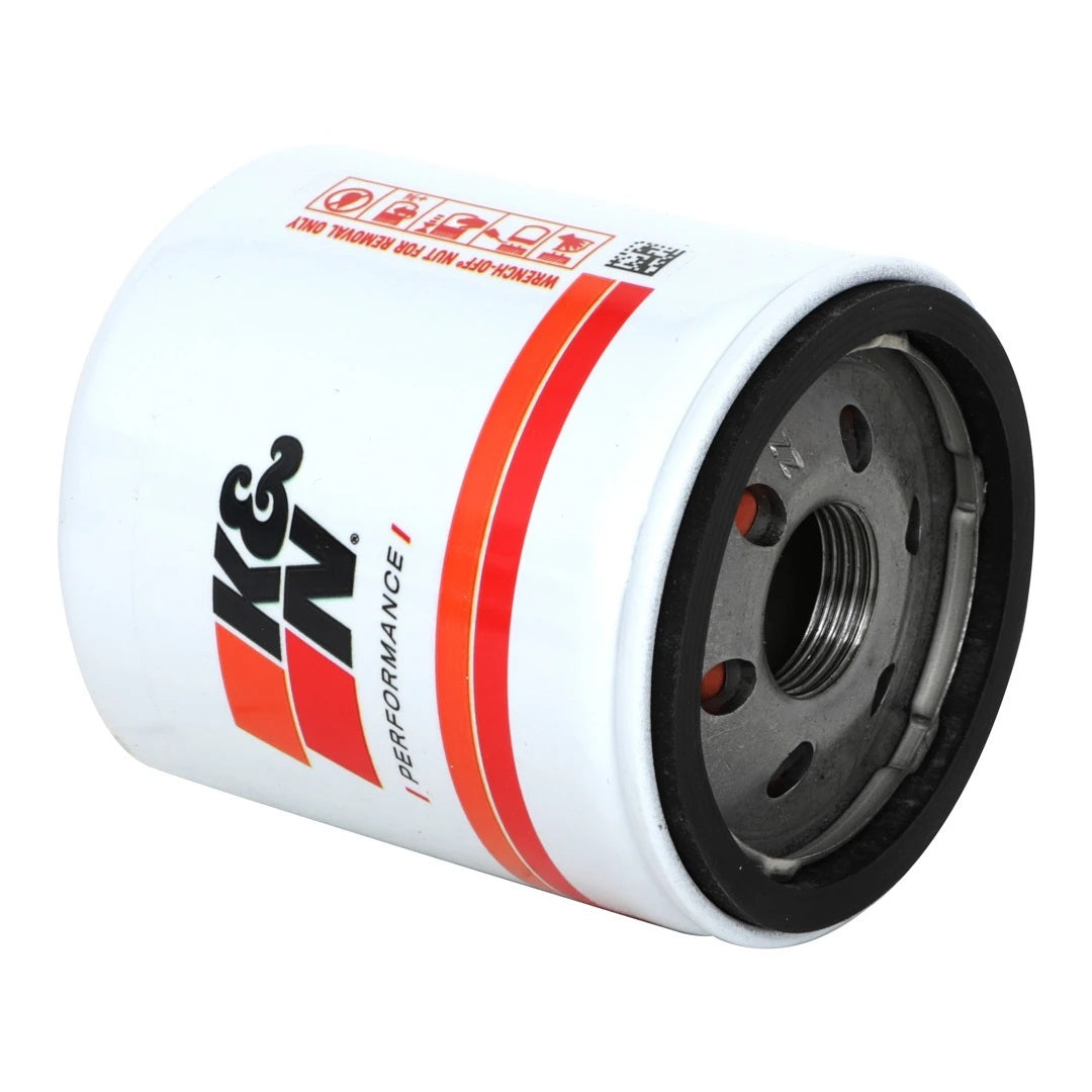 K And N Engineering Oil Filter - Canister - Screw-On - 3.75 in Tall - 1-16 in Thread - Steel - White Paint - Various