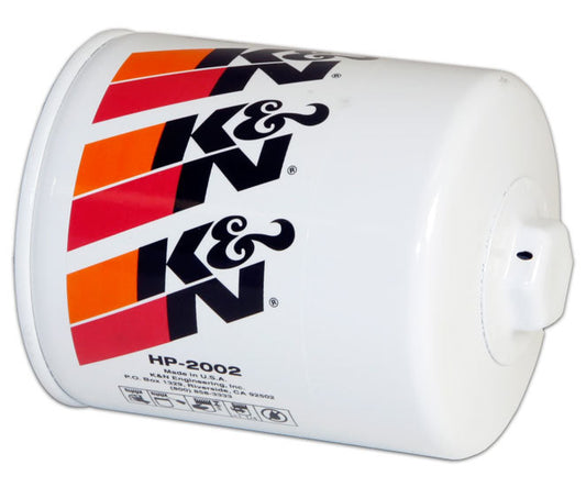 K And N Engineering Oil Filter - Canister - Screw-On - 4.688 in Tall - 13/16-16 in Thread - Steel - White Paint - GM -