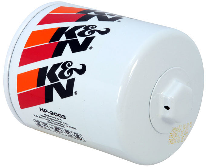 K And N Engineering Oil Filter - Canister - Screw-On - 4.688 in Tall - 13/16-16 in Thread - Steel - White Paint -