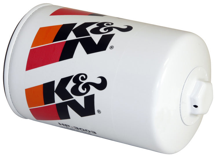 K And N Engineering Oil Filter - Canister - Screw-On - 5.875 in Tall - 13/16-16 in Thread - Steel - White Paint - GM -