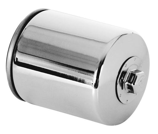 K And N Engineering Oil Filter - Canister - Screw-On - 3.94 in Tall - 3/4-16 in Thread - Steel - Chrome - Harley