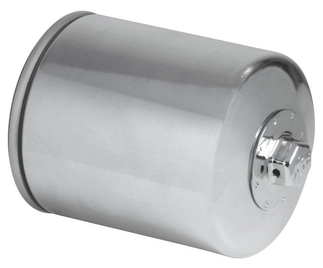 K And N Engineering Oil Filter - Canister - Screw-On - 4.063 in Tall - 3/4-16 in Thread - Steel - Chrome - Buell /