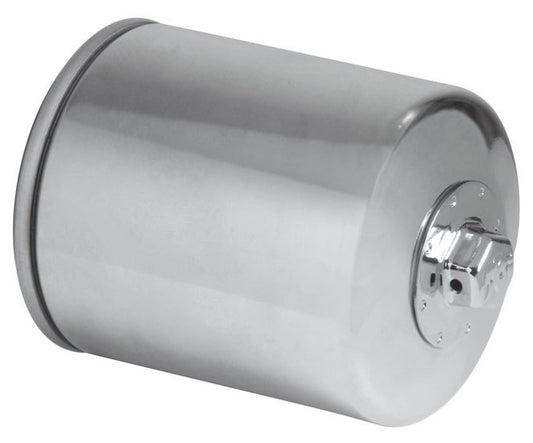 K And N Engineering Oil Filter - Canister - Screw-On - 4.063 in Tall - 3/4-16 in Thread - Steel - Chrome - Buell /