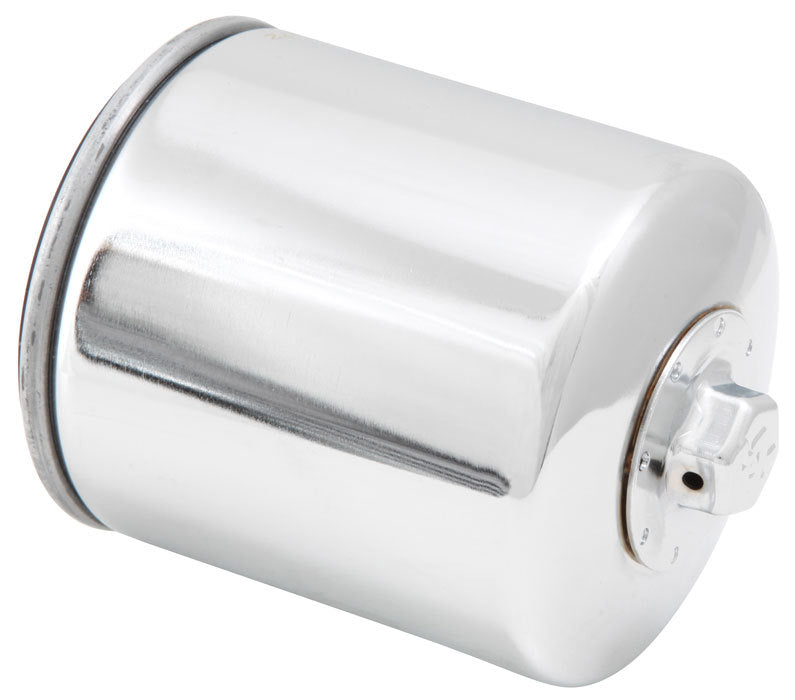 K And N Engineering Oil Filter - Canister - Screw-On - 3.844 in Tall - 16 mm x 1.60 Thread - Steel - Chrome - Harley