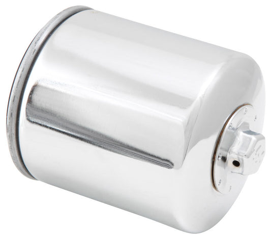 K And N Engineering Oil Filter - Canister - Screw-On - 3.844 in Tall - 16 mm x 1.60 Thread - Steel - Chrome - Harley