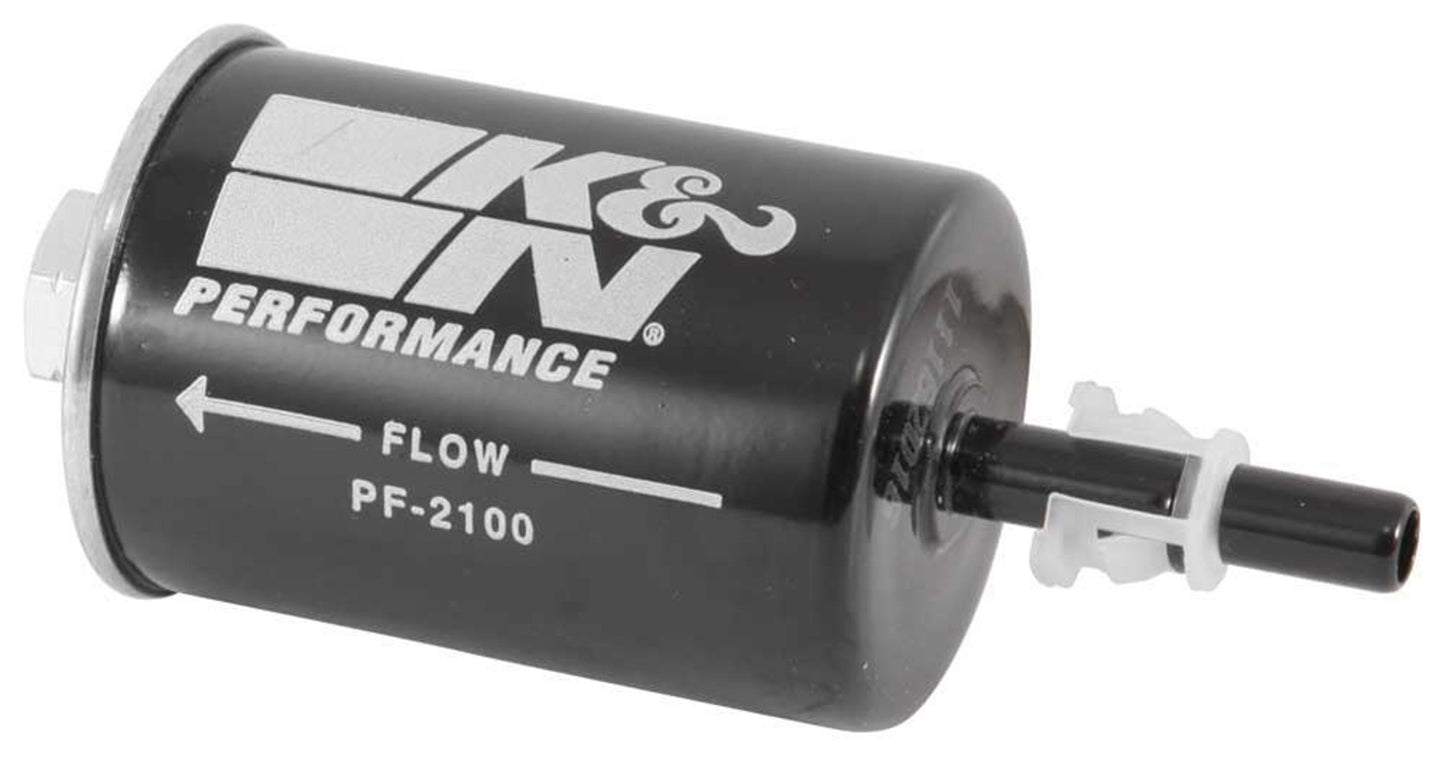 K And N Engineering Fuel Filter - In-Line - Paper Element - 3/8 in Hose Barb Inlet - 16 mm x 1.50 RH Female Outlet -