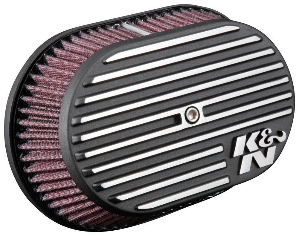 K And N Engineering Air Cleaner Assembly - Reusable Oiled Filter - 2.39 in Element - Finned - Aluminum - Black Powder