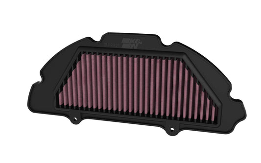 K And N Engineering Air Filter Element - Unique - 13.438 x 5.938 in - 1.313 in Tall - Reusable Cotton - Red - Suzuki