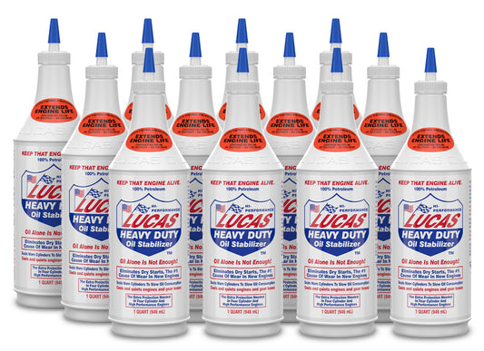 Lucas Oil Motor Oil Additive - Heavy Duty Oil Stabilizer - Conventional - 1 qt Bottle - Set of 12
