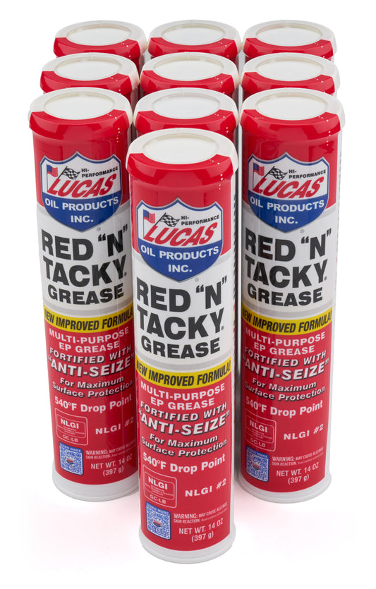Lucas Oil Grease - Red N Tacky - Conventional - 14 oz Cartridge - Set of 10