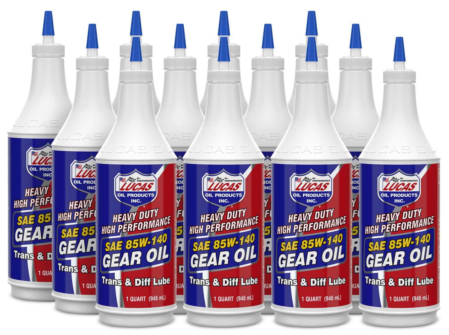Lucas Oil Gear Oil - Heavy Duty - 85W140 - Limited Slip Additive - Conventional - 1 qt Bottle - Set of 12