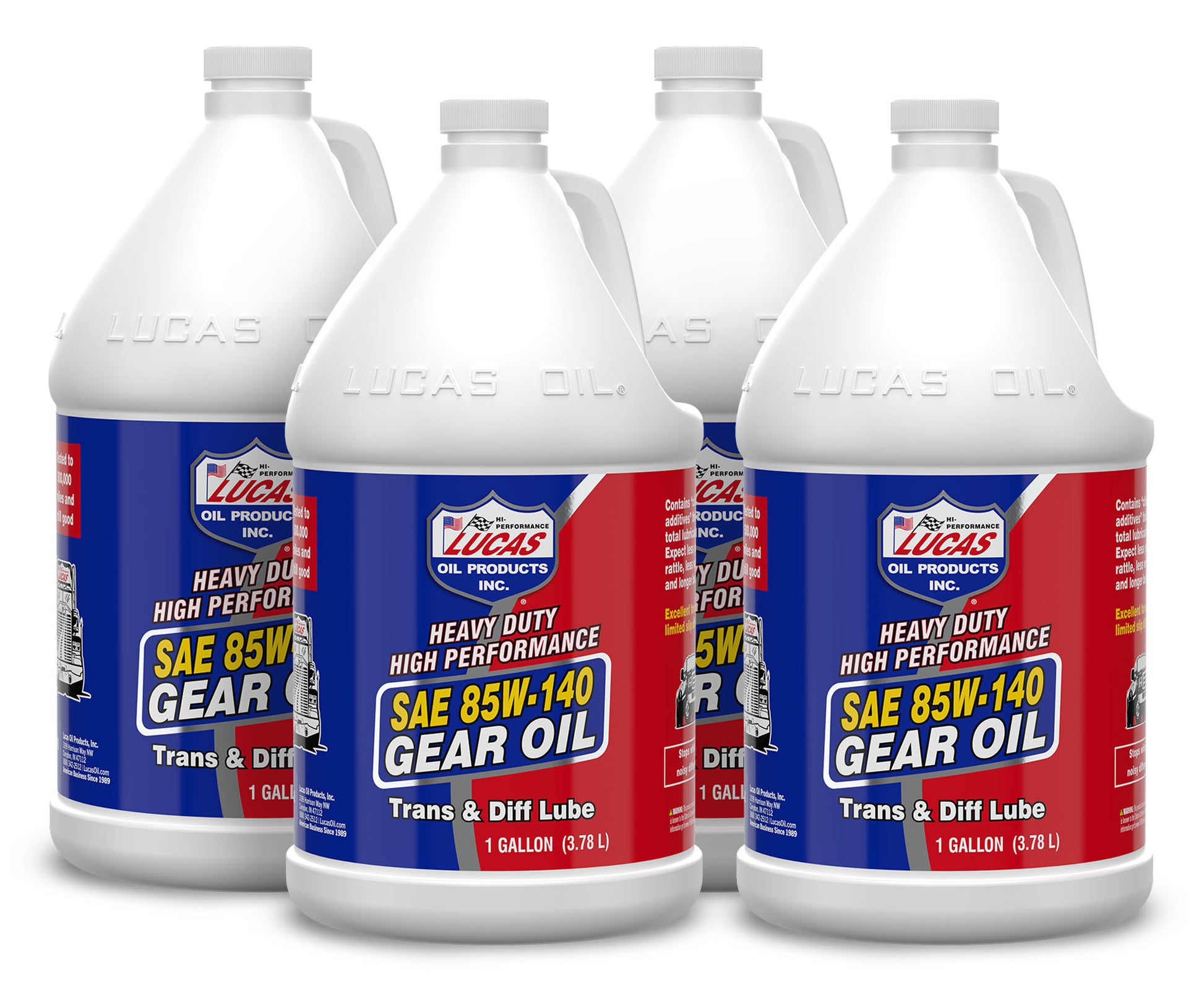 Lucas Oil Gear Oil - Heavy Duty - 85W140 - Limited Slip Additive - Conventional - 1 gal Jug - Set of 4