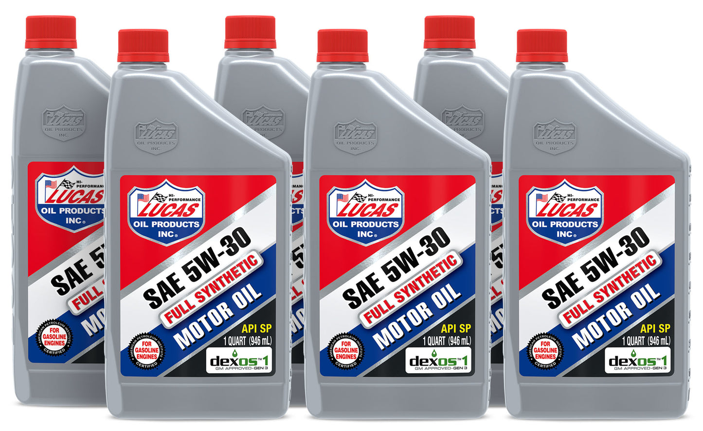 Lucas Oil Motor Oil - Synthetic API - 5W30 - Synthetic - 1 qt Bottle - Set of 6
